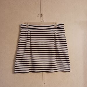 Tommy Hilfiger Cotton Miniskirt Striped A-line Skirt Pleated Preppy Skirt Navy